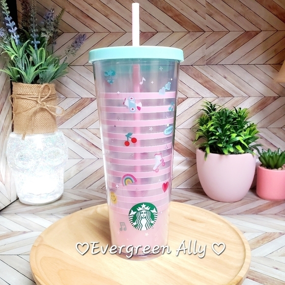 Starbucks Valentine’s Day Sweet Love Pink Stripes Venti Tumbler Korea 💫 - Picture 1 of 11